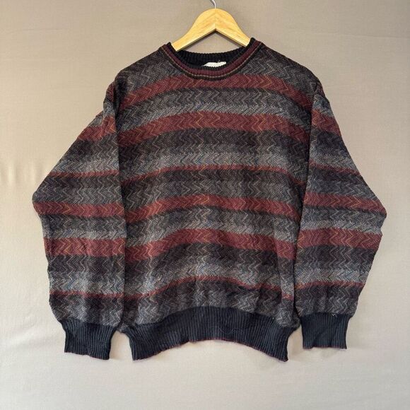 Tricots St Raphael Men’s Grey Graphic Sweater Size Large Pure New Wool - Picture 1 of 8